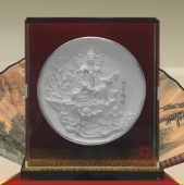 觀音賜福銀質(zhì)紀(jì)念盤制作、制做純銀銀盤