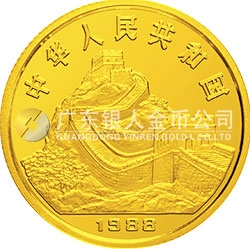 1988中國戊辰（龍）年生肖金銀鉑紀(jì)念幣8克圓形金質(zhì)紀(jì)念幣