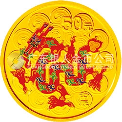 2012中國壬辰（龍）年金銀紀(jì)念幣1/10盎司圓形金質(zhì)彩色紀(jì)念幣